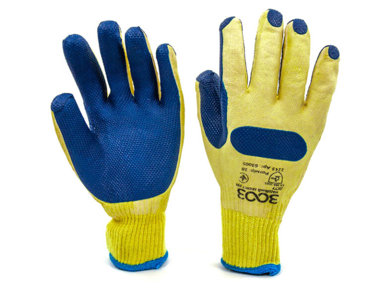 Рукавички 3003 трикотажні з латексним покриттям, подвійний облив,синій